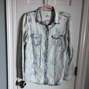 Bleached Denim snap button up top